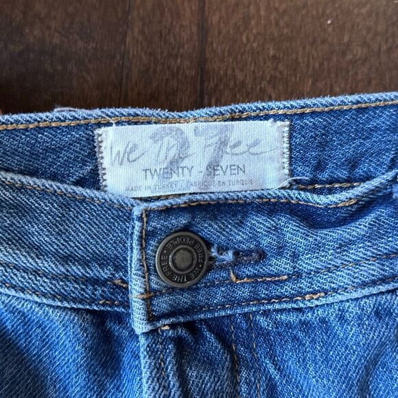 We the free raw hem jeans women’s size 27 baggy leg button fly fringe - Picture 4 of 9